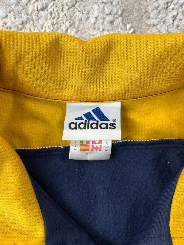 Vintage 90s adidas geborduurd logo marineblauw & geel ritssluiting trackjack maat – photo 3